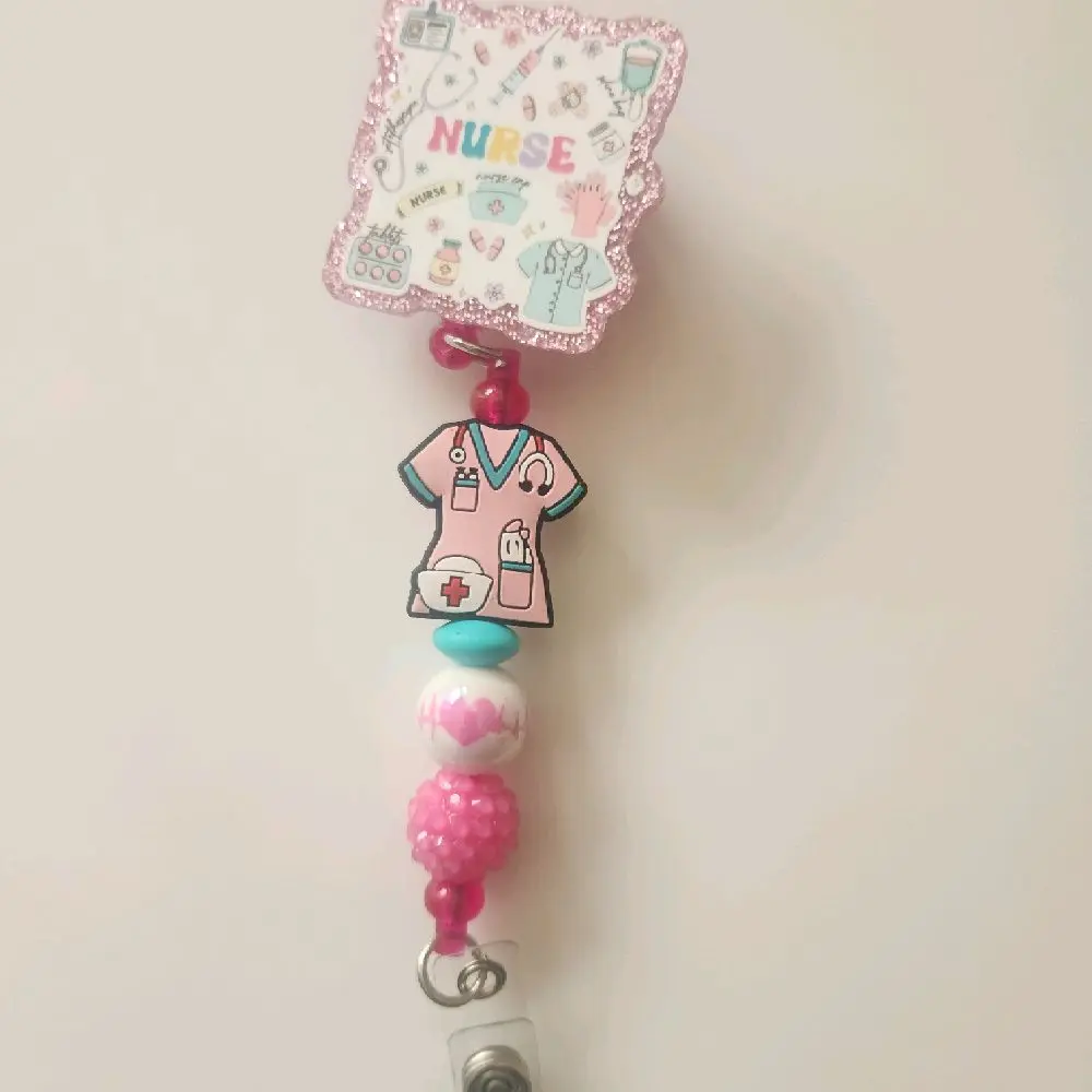Pink Nurse Badge Reel