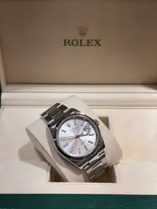 Rolex Datejust 36 mm Silver Stick Dial Oyster Bracelet Fluted Bezel Stainless Steel Watch