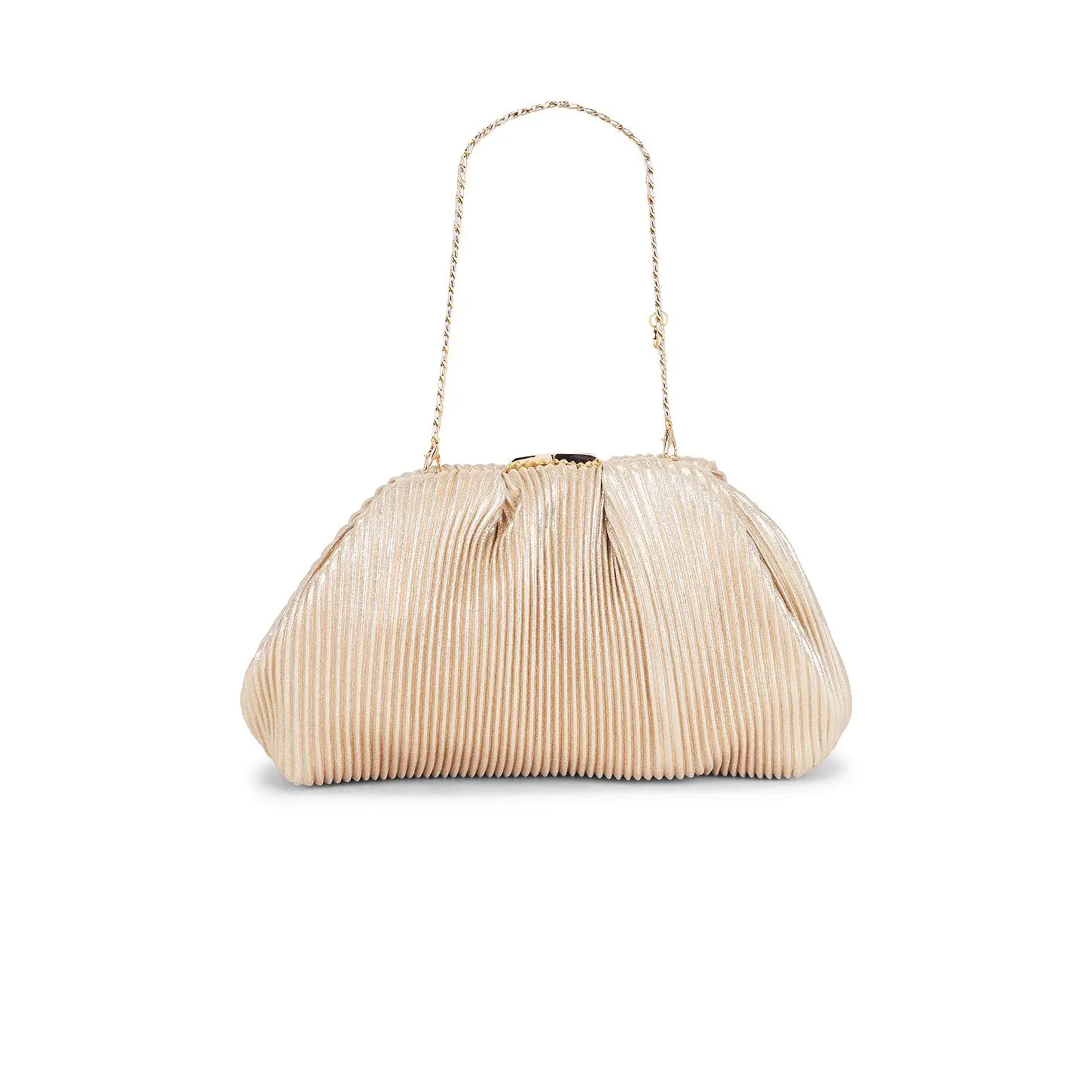 olga berg Naomi Pleated Clutch in Gold