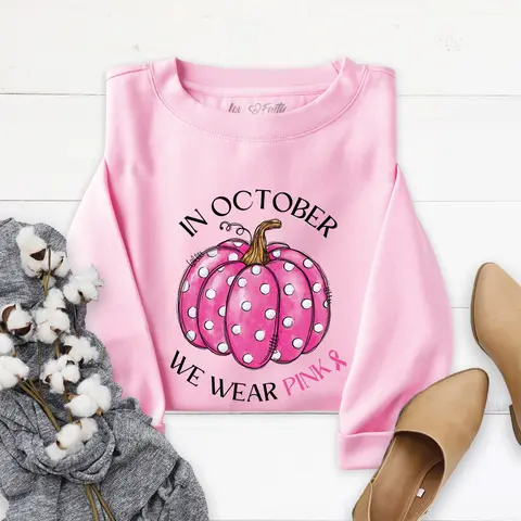 Love in Faith Women's Christian Embroidered Casual Everyday Sweatshirt - Soft Fleece, Breast Cancer Awareness Collection, Tops for Women