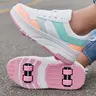 ANEFUN Roller Skate Shoes - Detachable Wheeled Fashion Sneakers, 4-Wheel Convertible Kids Roller Skates with PU Leather Upper, Breathable Mesh Lining, Padded Collar, Beginner-Friendly Outdoor Casual Shoes for Girls Boys
