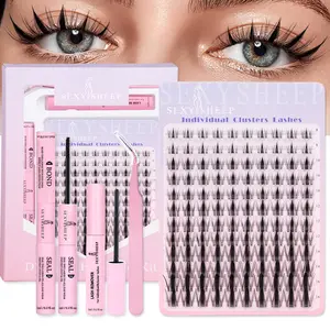 Fairy Lash Clusters Kit, Manga Eyelash Extension Kit at Home, Diy Lash Kit, D Curl Wispy Natural Invisible Band Lash with Waterproof Lash Extensions Kit, Individual Eyelash Kit (Fairy-D-8-16MIX)