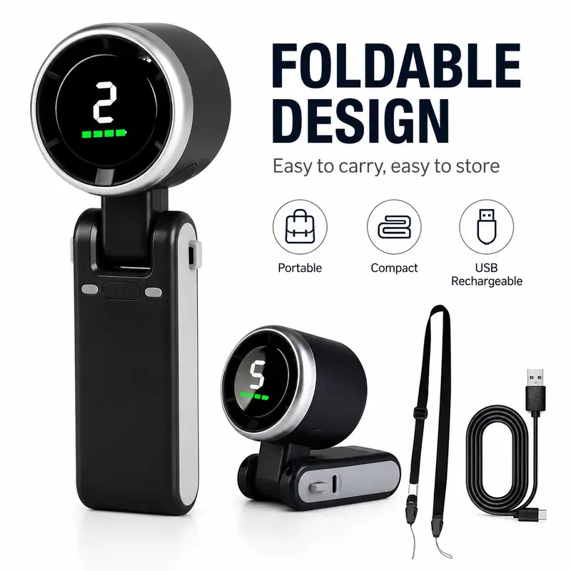 Portable Handheld Turbo Fan, 5 Gear Wind,4000mAh Battery Operated, Up to 10 Working Hours, 3 IN 1 Hand Fan Rechargeable with Air Turbo Tech Cooling Fan for Outdoor Activities, Travel, Working fathersdaygift