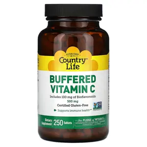 Country Life Buffered Vitamin C, 500 mg, 250 Tablets
