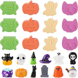 12Pcs Halloween Bath Bombs with Surprise Toys Inside, Trick or Treat Present Set Ghost Shape Organic Natural Bubble Bath Fizzy for Kids Boys Girls
