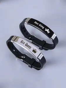 Couples Bracelets, Matching Bracelets Long Distance Touch，King And Queen Bracelets For Couples Sets,  Crown Her King His Queen Sport Couple Bracelets
