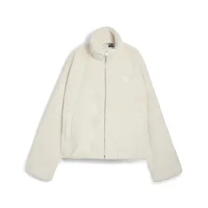 PUMA Womens Soft Fleece Jacket Athletic Outerwear Casual - White