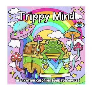 Trippy Mind, Relaxation Coloring Book for Adults: Easy Psychedelic Mindfulness Illustrations Featuring Mushrooms, Aliens, Illusions and Weird Stuffs Paperback