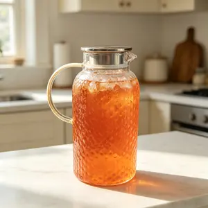 Vintage Glass Pitcher (polka dots)with Lid, 68 oz/ 2 Liter Vintage WaterPitcher,Glass Water Carafe for Cold Brew,party,family Coffee,Lemonade, Iced Tea,Beverage, Heat Resistant Jug Gallon HomeDrinkware Classic