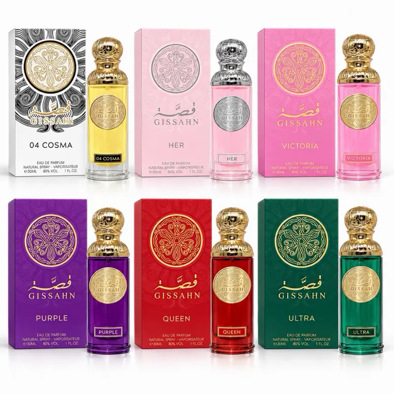 Gissahn Bundle 6pcs Woman-30ml- 04 Cosma -  Her -Victoria- Purple- Queen- Ultra - Eau de Parfum