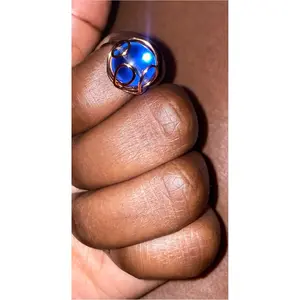 Tarnish Free Copper Wire/Majestic Blue Glass Bead Ring