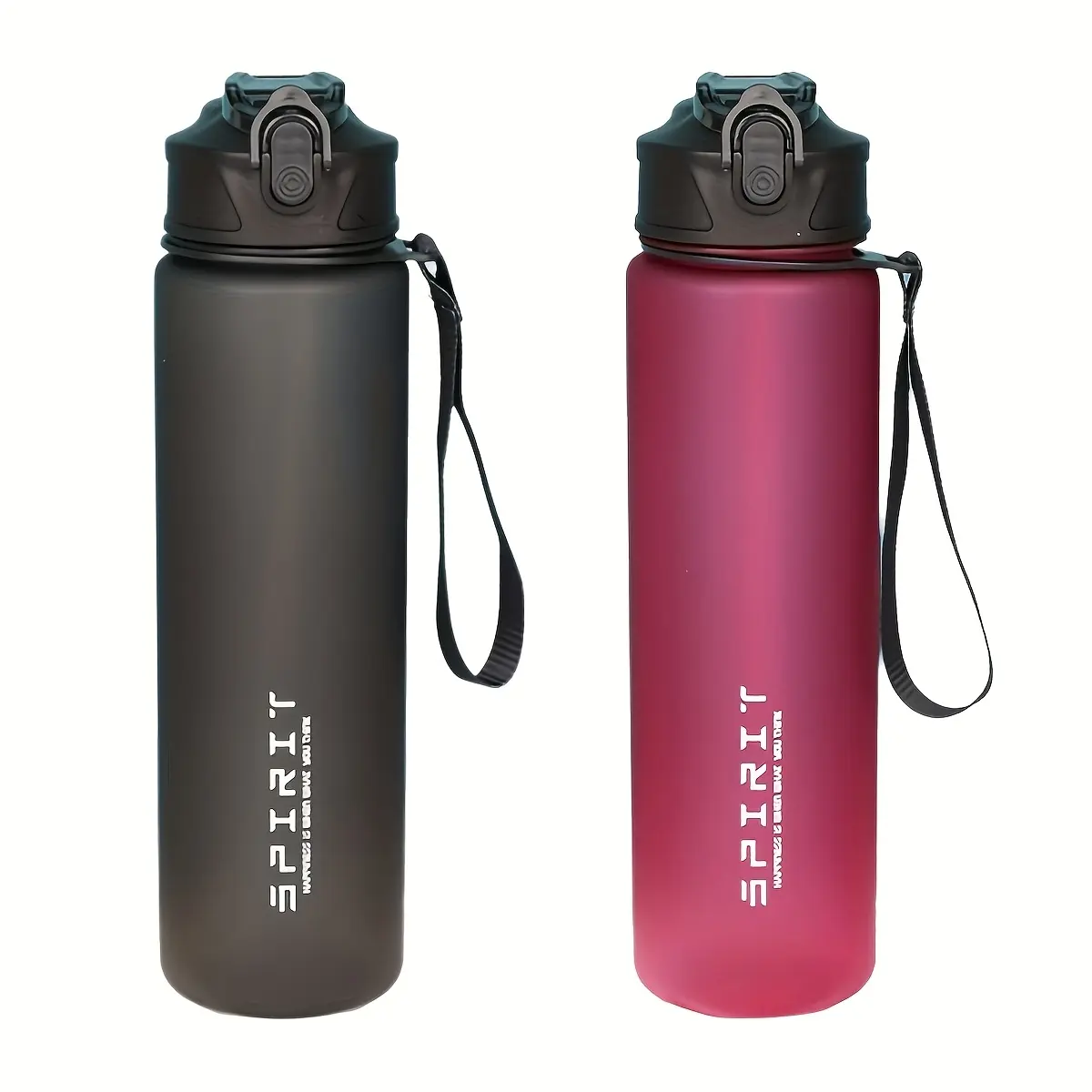 [4 Colors Available] Grinkwell 26oz Frosted Sports Water Bottle - Leak-Proof, BPA-Free PC Material, Comes with Silicone Straw and Carrying Strap, Suitable for Gym and Outdoor Activities