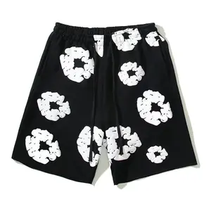 Denim Tears Kapok Foam Print Couple Matching Set – Short Sleeve T-Shirt & Sports Shorts / Beach Shorts | Unisex Streetwear | Spring-Summer Trendy Outfit