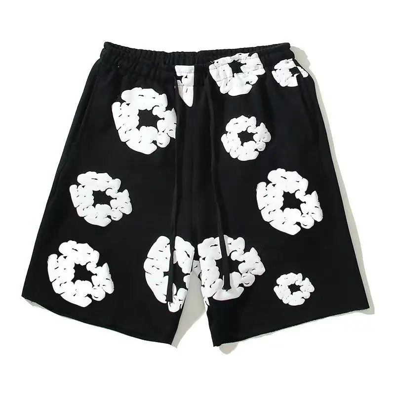 Denim Tears Kapok Foam Print Couple Matching Set – Short Sleeve T-Shirt & Sports Shorts / Beach Shorts | Unisex Streetwear | Spring-Summer Trendy Outfit