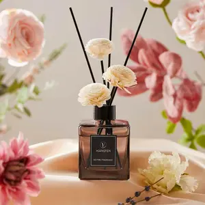 Air Freshener 50ml with 5 Incense Sticks for Bathroom Deodorization, 1 Count Bedroom Perfume, Home Decoration, 1 Count Long-lasting Fragrance Essential Oil, Suitable for Eliminating Toilet Odor and Room Freshness