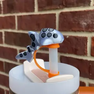 Leopard Shark Cute Straw Toppers and Charms for Stanley Tumbers & 9.5mm Straws without Durable PLA Design - Stylish, Beverage