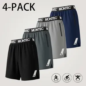 Men’s Letter‑Print Waistband Quick‑Dry Sports Shorts, Zip‑Pocket Loose‑Fit Athletic Workout Shorts，Letter‑Print Quick‑Dry Athletic Shorts For Men，Breathable Elastic Waistband Casual Shorts,  Running Fitness Shorts， quick dry tech training short
