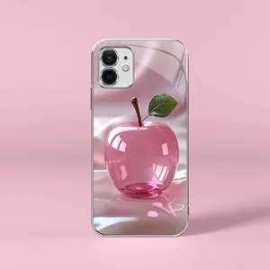 Pink crystal fruit for【iPhone 12】light luxury electroplated glass case, making you different---975
