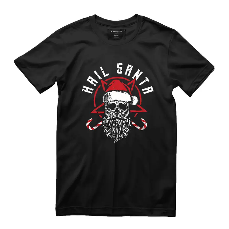 Hail Santa Skull Satanic Xmas Sleigher Heavy Metal Christmas T-Shirt
