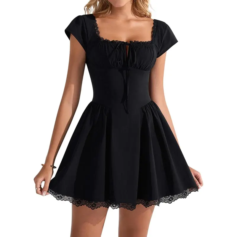 vintage black white dress Black and White Plaid Short Sleeve Vintage Dress