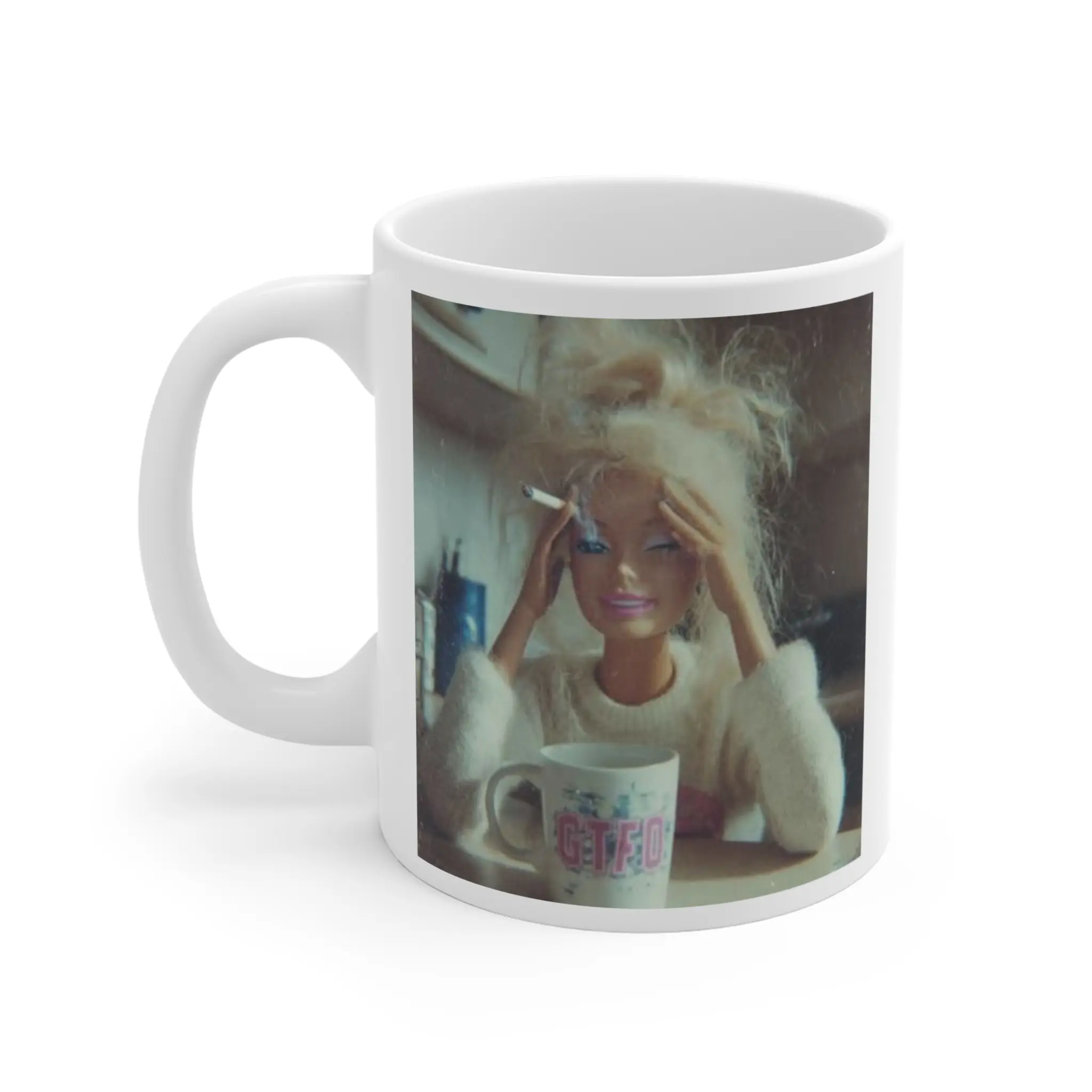 Hilarious Stressed Doll with Coffee Mug printed Mug | Perfect Gift for Mom, Dad, Wife, Friends