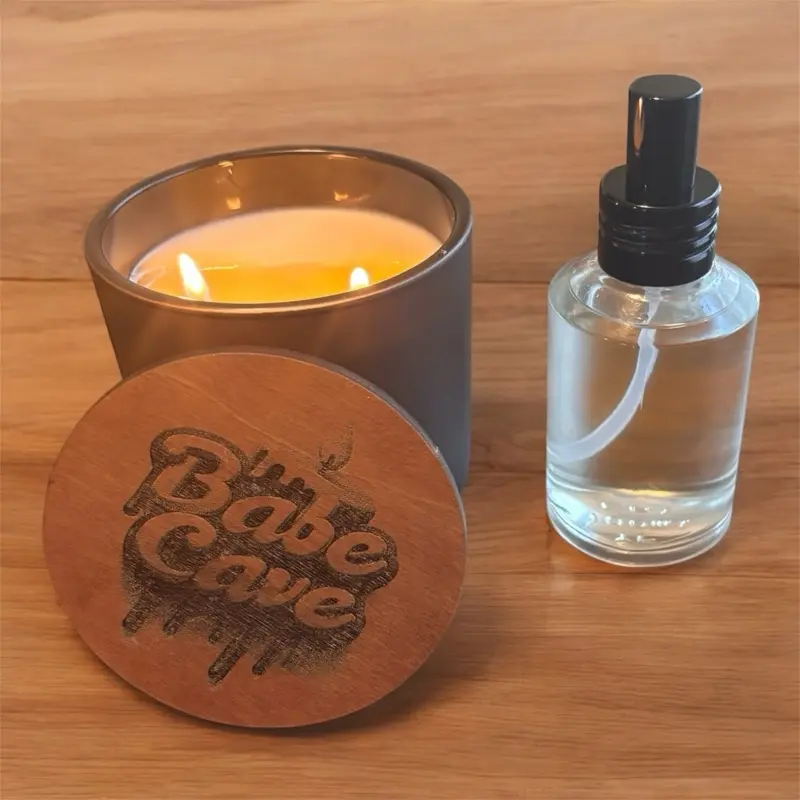 Babe Cave Fall Scented Candles and Room Linen Sprays for Cozy Home Aroma sugar & smoke, orchard & bloom and pumpkin crème
