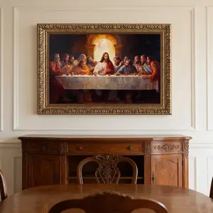 The Last Supper Wall Art Jesus Christian Painting Picture Wall Decor Jesus and Twelve Apostles Poster Print Artwork for Dining room Prayer Room Church Home Decortion less canvas museum-quality art print oval jesus  poster