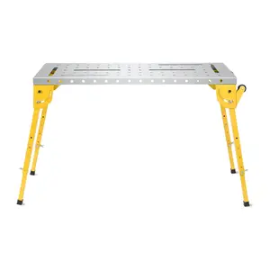 【GARVEE】46x18 Inch Heavy Duty Welding Table with 500LBS Capacity, Folding Workbench with Wheels, 3 Adjustable Tilt Angles, Portable Fabrication Table with 1.1x22 Inch Slots for Garage, Shop, Home Workshop