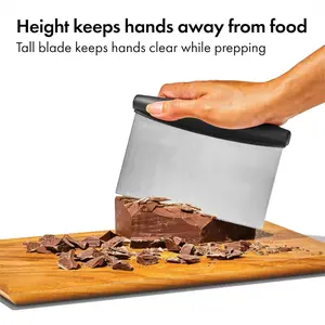 Good Grips Stainless Steel Multi-Purpose Scraper & Chopper, Dough Cutter for Pizza, Bread and Cookie Dough, Multi-Purpose Vegetable Chopper, Dishwasher-Safe Kitchen Essential