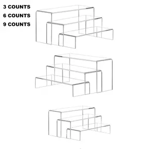 Rectangular transparent acrylic display stand, transparent multi-layer rack, suitable for weddings, business gatherings, tea breaks - cup cakes, sushi, a stylish and practical transparent plastic pastry rack (3/6/9 Pack)