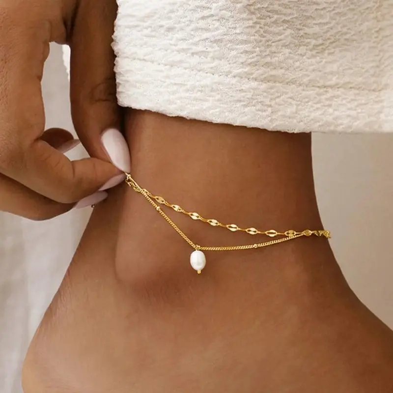 Women's Bohemian Pearl Pendant Anklet, Fashion Jewelry for Casual & Vacation Wear, Elegant Design for Women, Anklet Fashion Accessories