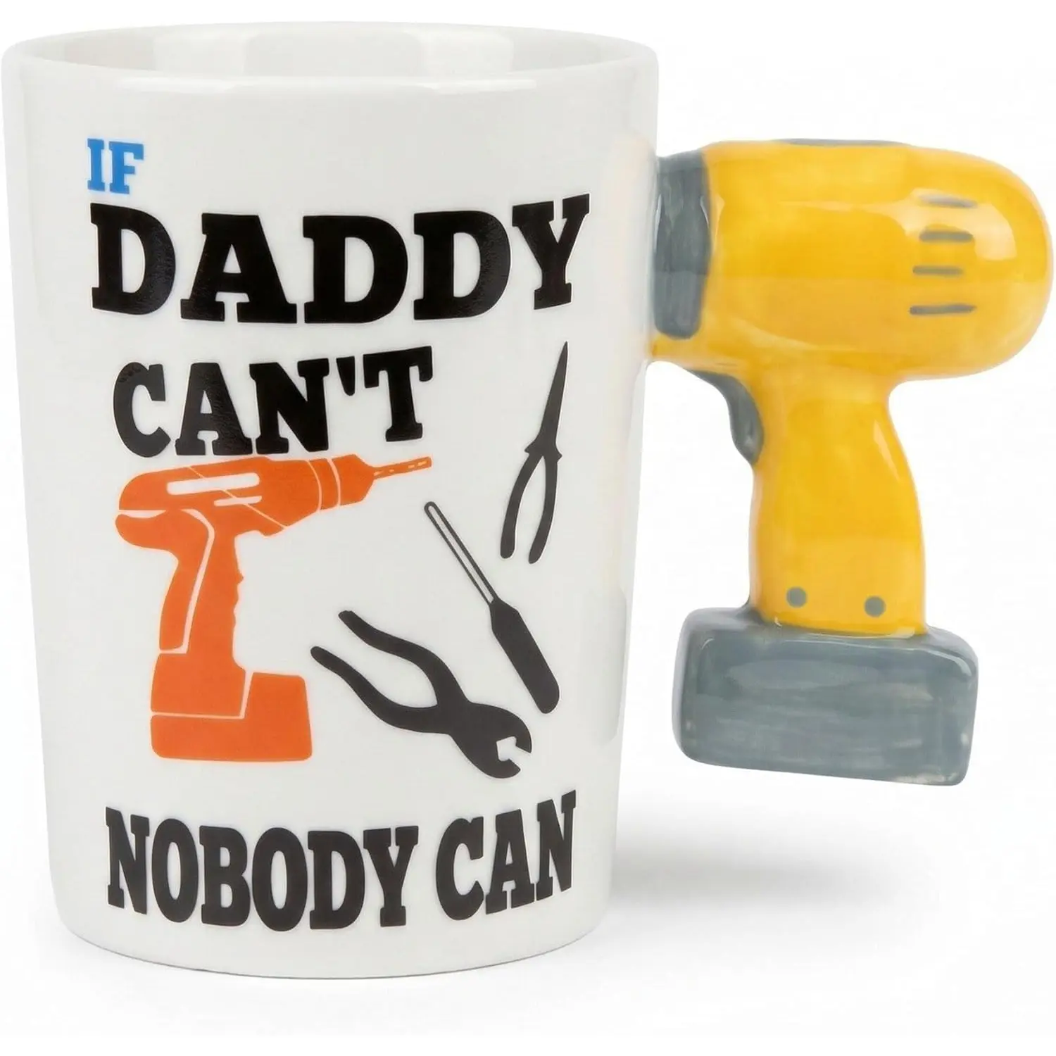 Dad Gifts Ceramic Coffee Mug with 3D Drill Handle, Personalized Presents for Best Dads Ever from Daughter and Son Funny Custom Gift for Father on Birthday, Father's Day, Christmas 13.5oz