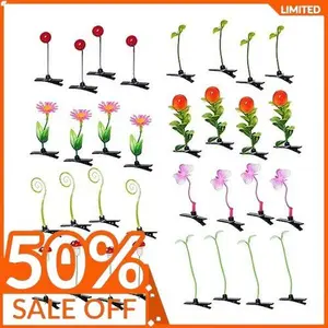 32Pcs Bean Sprout Hair Clips Funny Sprout Clips Random Mixed Styles Plant Grass Flower Butterfly Hairpins Cute Pea Little Grass Barrettes for Women Girls Kids Party Hair Accessories