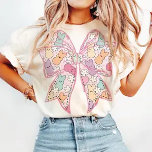 [Sale Up To 50%] Easter Coquette Bow Shirt, Cute Coquette Peeps Easter Happy T-Shirt, Gift For Mom Shirt