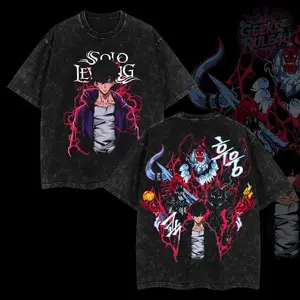 ToolHeaven GeeksRule4U Retro Vintage Limited Edition Sung Jin-Woo Solo Leveling Shadows Anime T-Shirt 100% Premium Cotton Relaxed Fit S-5XL Oversized Washed