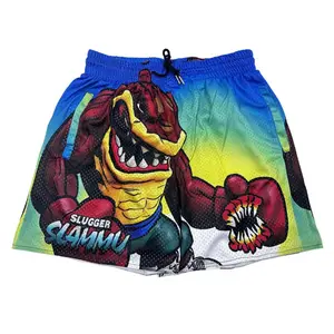 Street Sharks Anime Shorts Multi Unisex Sports Double-Layered Inner Shorts Full Print Drawstring Design Men Women Mesh Basketball Shorts 4 Pockets 5.5 Inseam