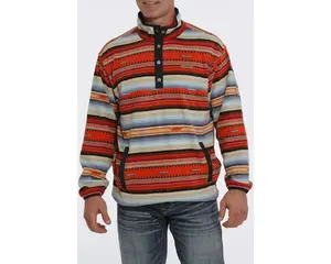 CINCH MENS Orange/Light Blue Aztec Pull Over MWK1514013