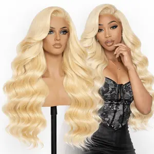 $99.98 28 Inch 613 Blonde Body Wave Wig 13x6 HD Lace Front Human Hair Wig 200% Density Pre Plucked Natural Hairline