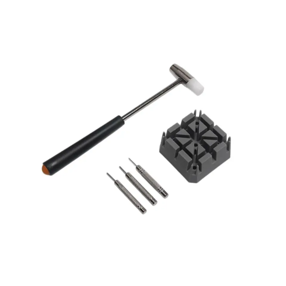 Watch Band Link Remover Tool Set, Professional Watch Repair Kit with Hammer Punch Pins & Strap Holder