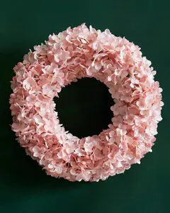 6" 24" Outdoor Pink Hydrangea Harmony Wreath, Width 24", Unlit by Balsam Hill