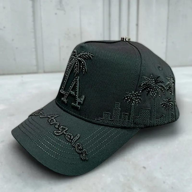 Unisex 3D Embroidered LA Palma with Rhinestones Adjustable Casual Snapback Hat, Women's Fashion Accessory, Ideal Gift Item, Snapback Hats