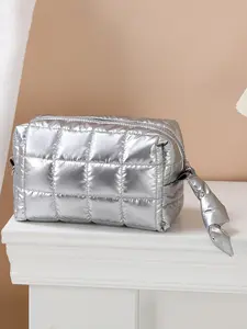 Women's Fashion Diamond Pattern Makeup Bag Cosmetic Pouch, Casual Style, Lightweight and Portable, Ideal for Daily Use, Travel, and Storage