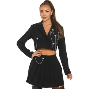 Pleated skirt and jacket set