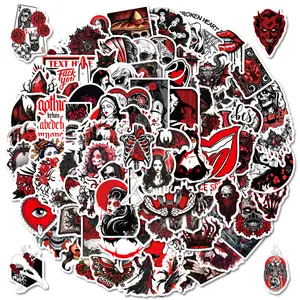 100pcs Dark Red Gothic Series Stickers, Suitable for Faith Based Designs Such As Scrapbooks, Diaries, Laptops, Water Bottles, Cars, Etc., with Positive Messages As Gifts