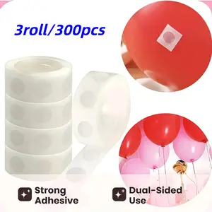 3 Rolls/300pcs Transparent Dual-Sided Balloon Glue Dots, Party Balloon Accessories for Birthdays, Weddings, Crafts, DIY Projects Decorations