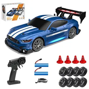 1:24 Scale Remote Control Drift Car 4WD 2.4GHz 30KM/H High Speed Racing Sport Toy Car with LED Lights, Racing and Drift Wheels