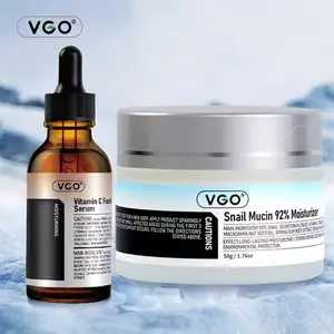 VGO 92% Snail Mucin & Vitamin C Face Serum Hydrating Hyaluronic Acid Vitamin E for Dullness Radiance Balanced Tone Complexion Firming Essence Moisturizing Dark Spot Corrector Skin Repair