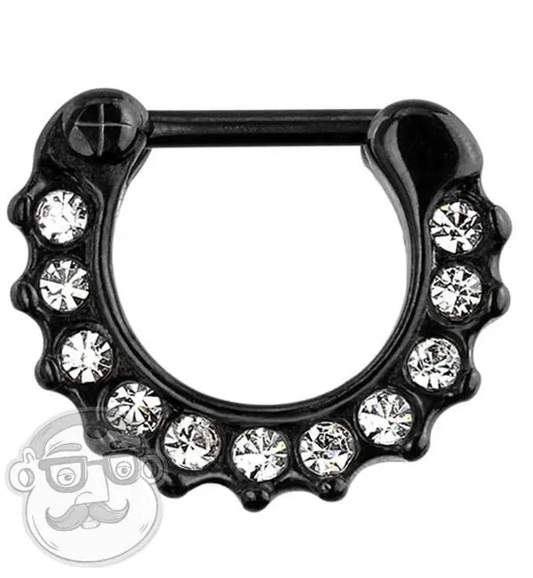 16G Clear CZ GemBlank PVD Hinged Clicker