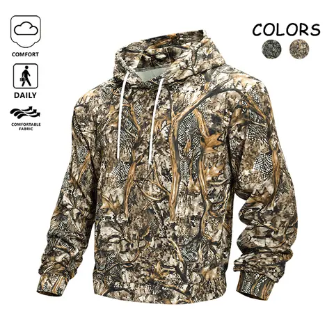Men's Camouflage Hoodie Sweatshirt - Fashion Tops, Breathable Polyester Long-Sleeve American Menswear Jacket, Retro Minimalist Workwear for Spring/Autumn Daily Wear