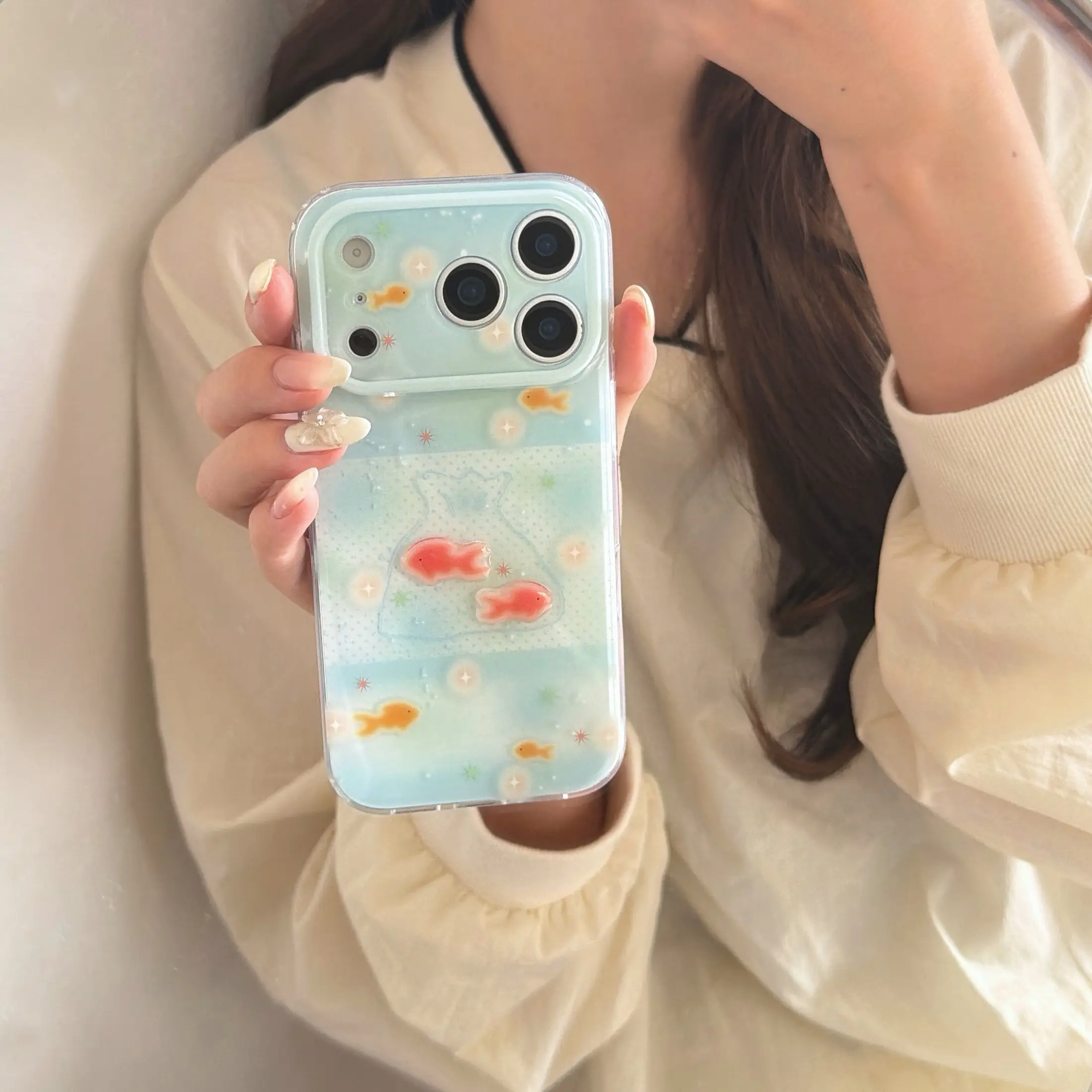 Double Layer 3D 2-Koi Fish Smartphone Case, Compact Shockproof Protective Cover for iPhone 13-17 Pro Max, High-Value Mobile Device Accessory with Reliable Protection, Accessories